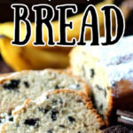 Oreo banana bread with text overlay for Pinterest.