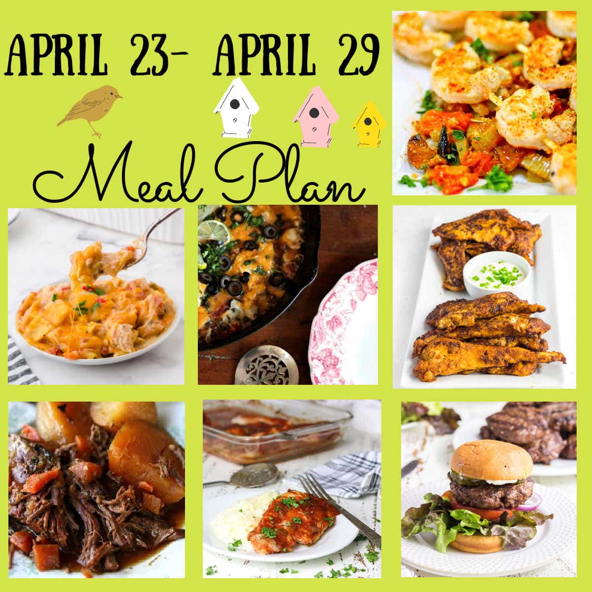 Collage of images for this week's meal plan.