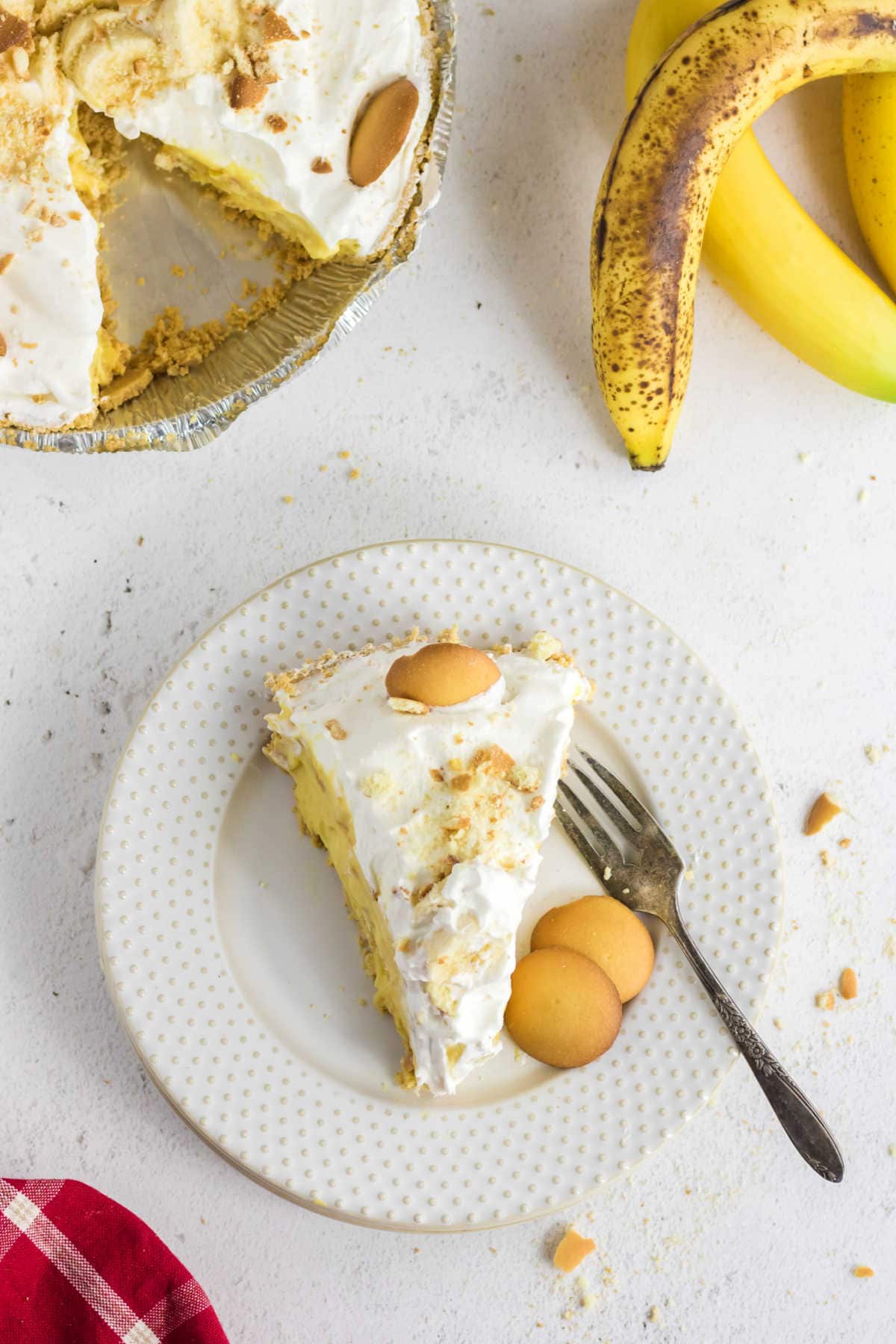 Overhead view of a slice of pie.