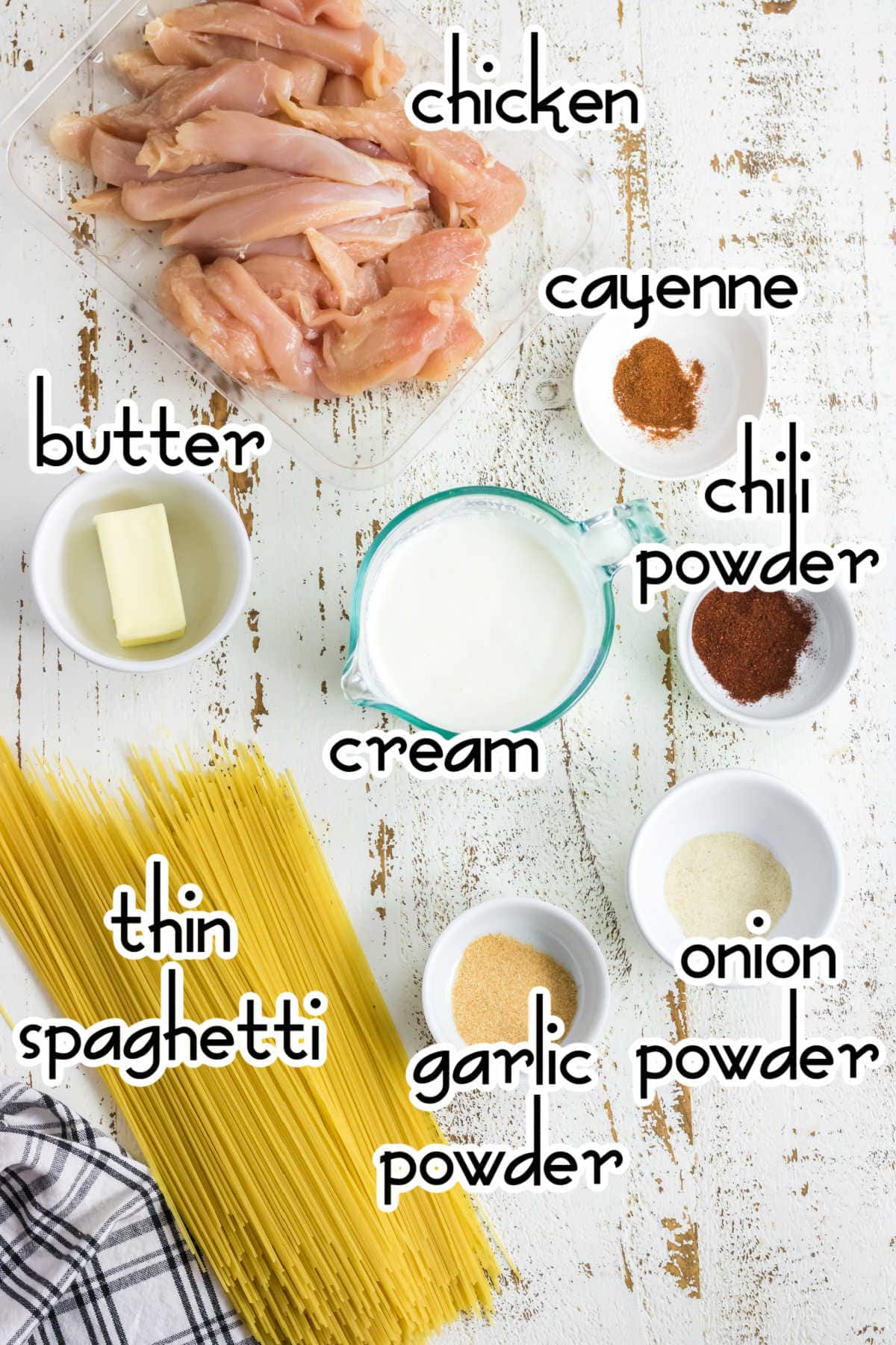 Labeled ingredients for Chicken Lazone.
