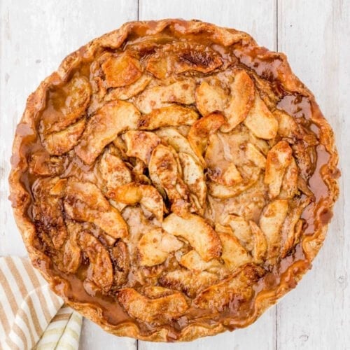Closeup of the top of the German Apple Pie.