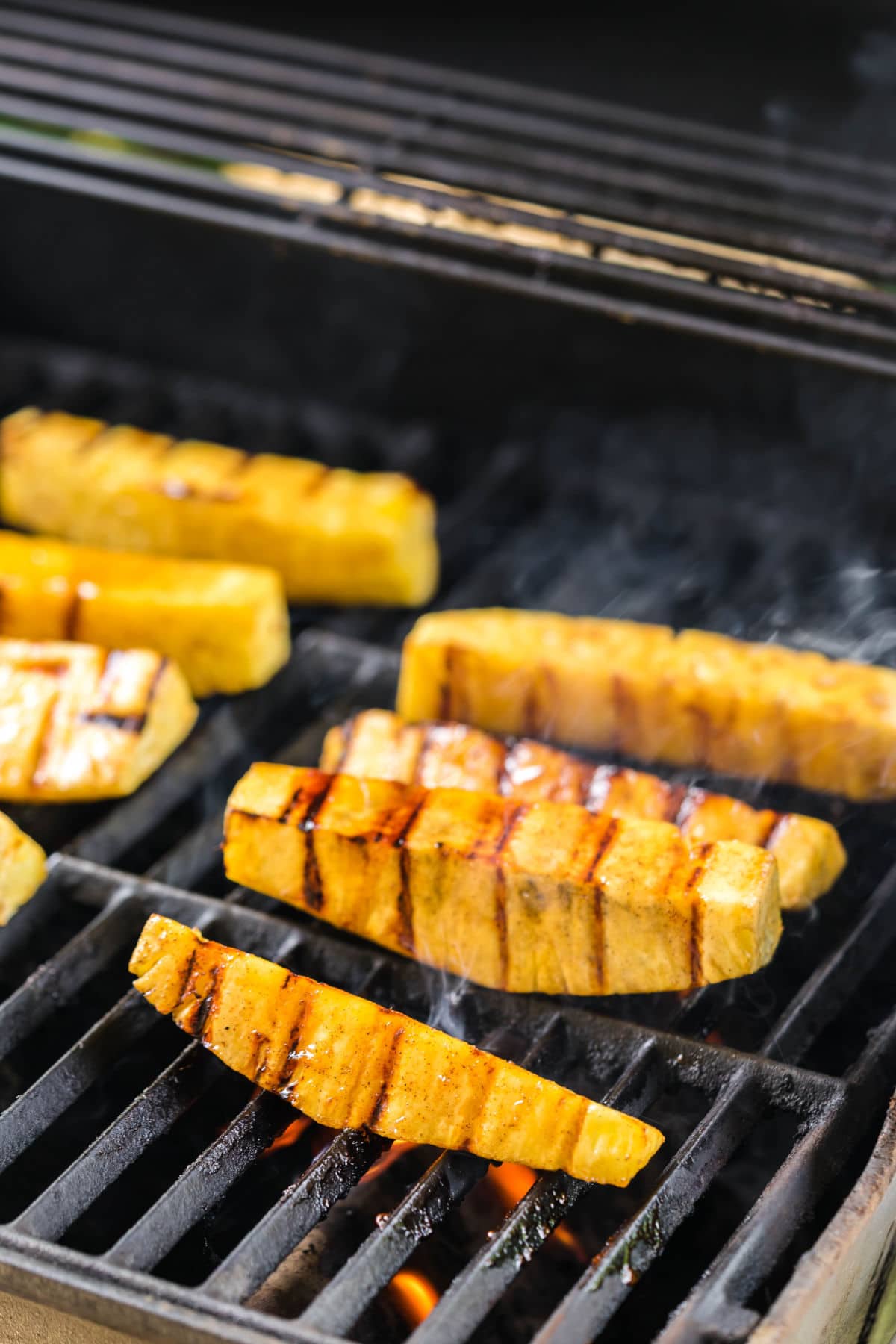 Pineapple on a hot grill.
