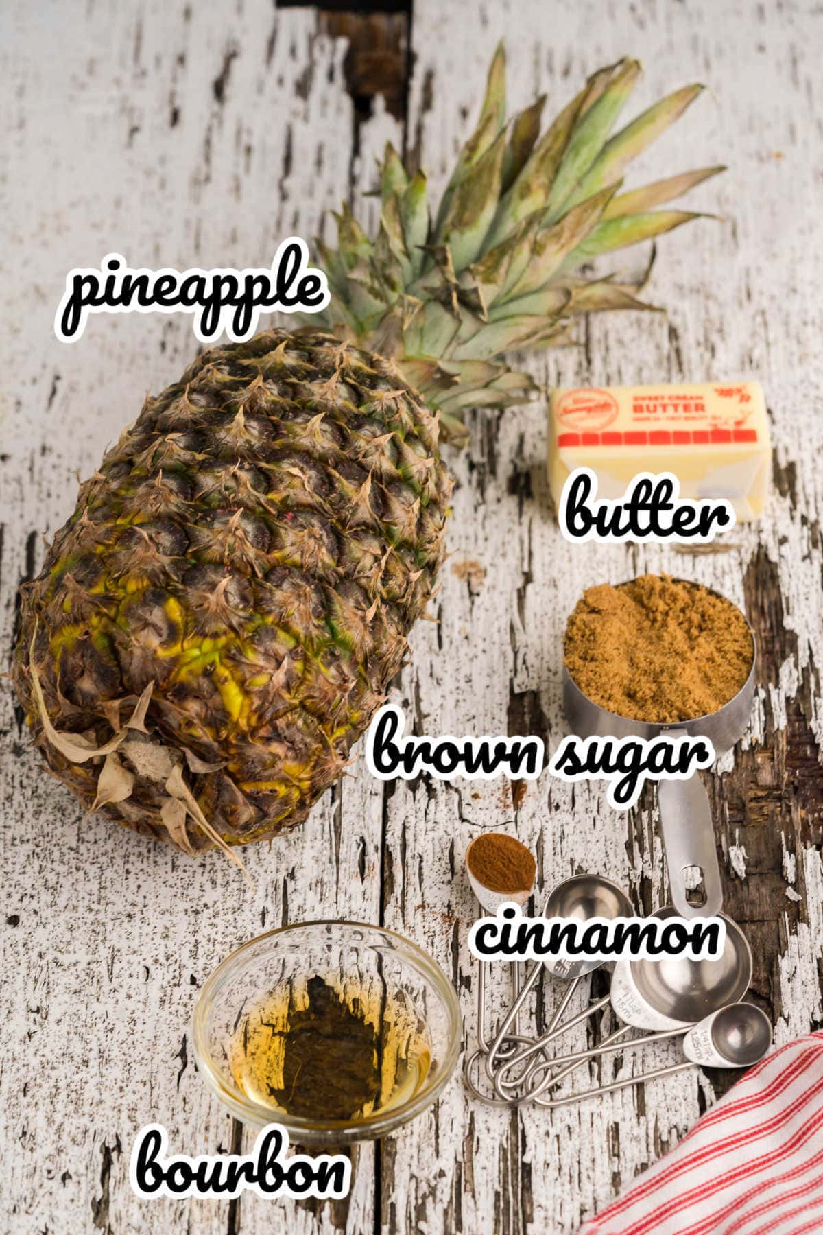 Grilled pineapple ingredients.