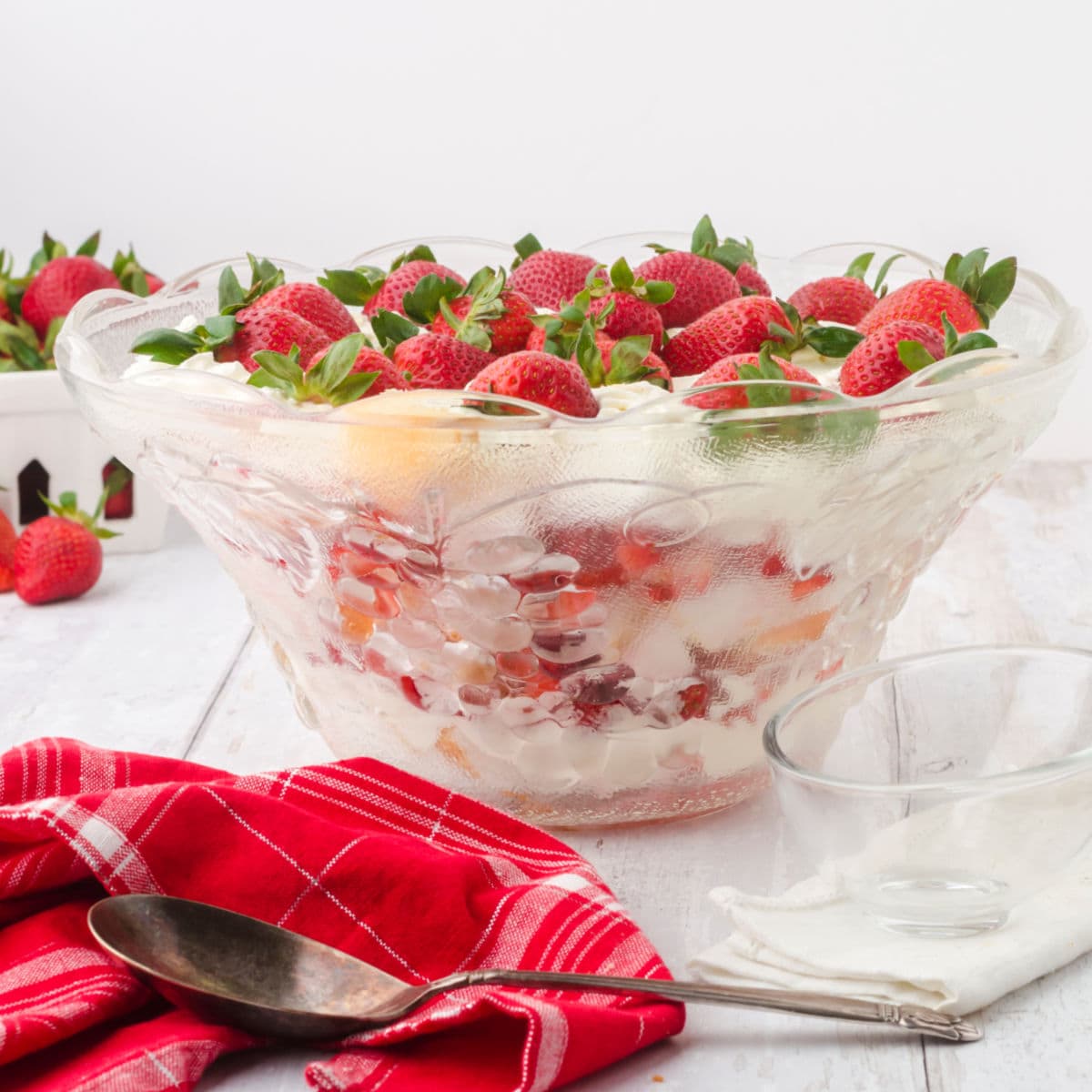 Close up of the finished cake in a bowl.