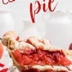 Slice of pie with text overlay for Pinterest.
