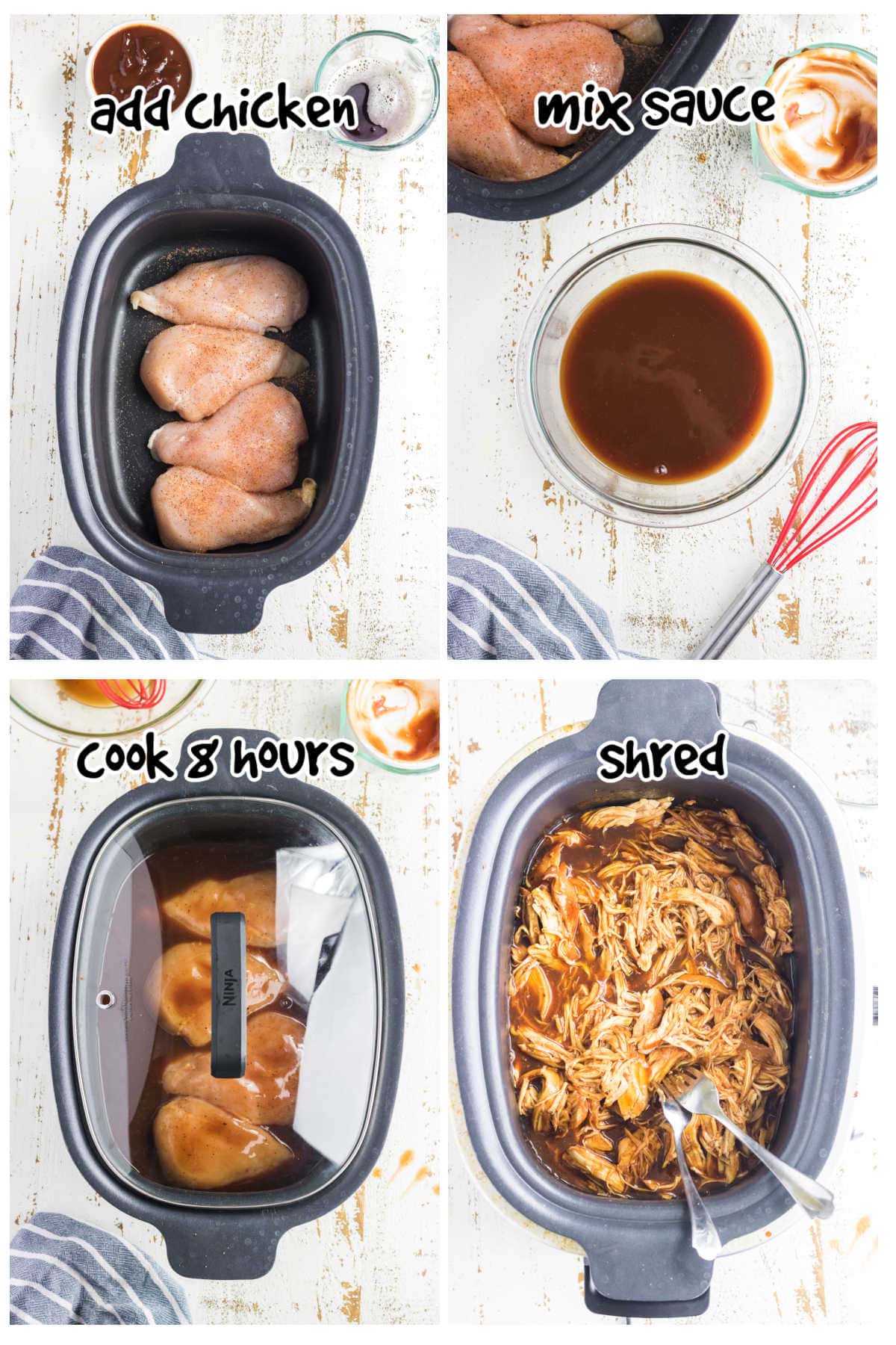 Step by step images to make root beer chicken.