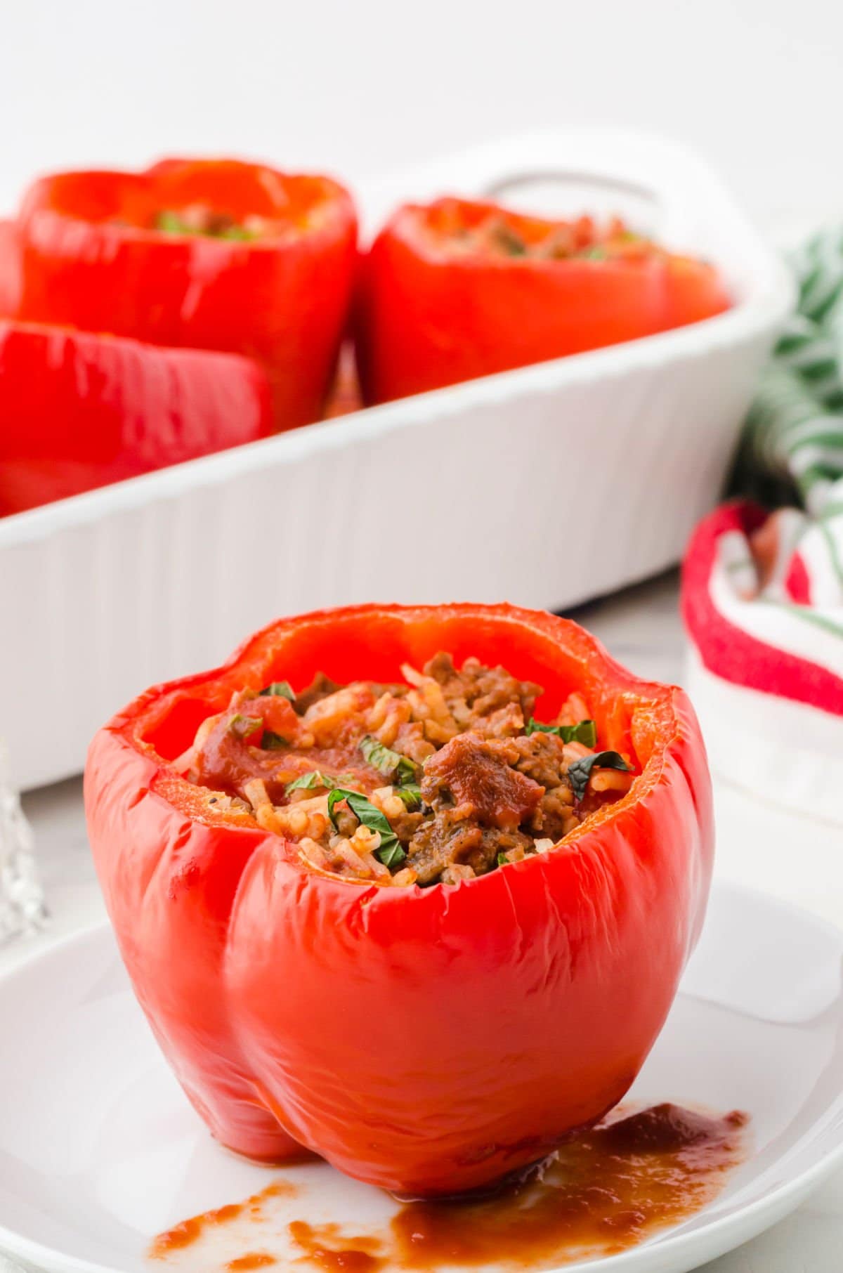 Stuffed pepper on a plate.