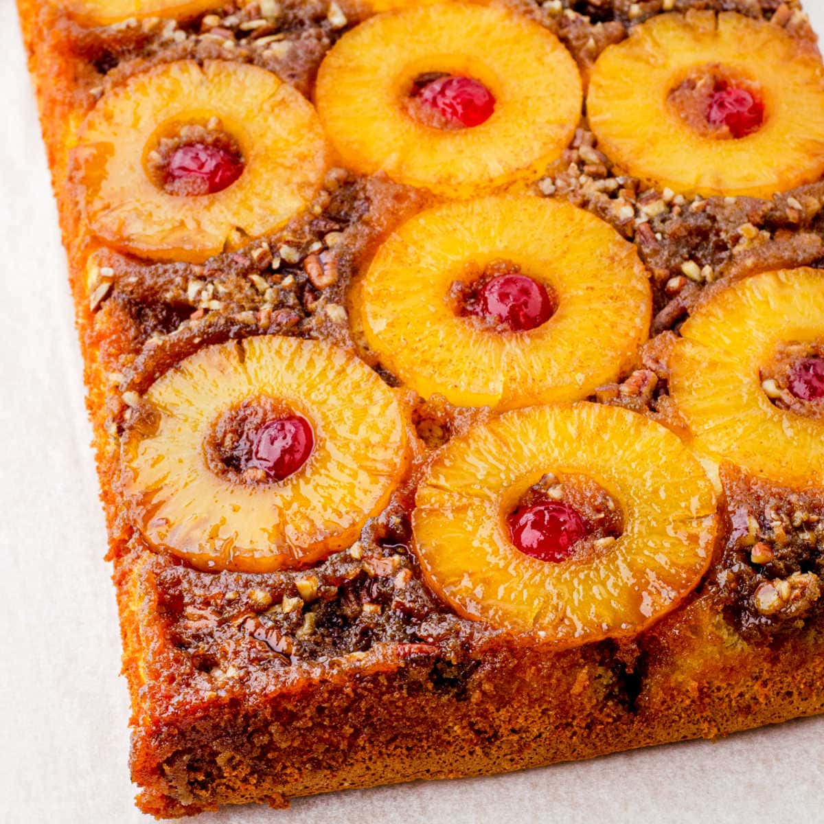 Feature image for the pineapple upside down cake recipe.