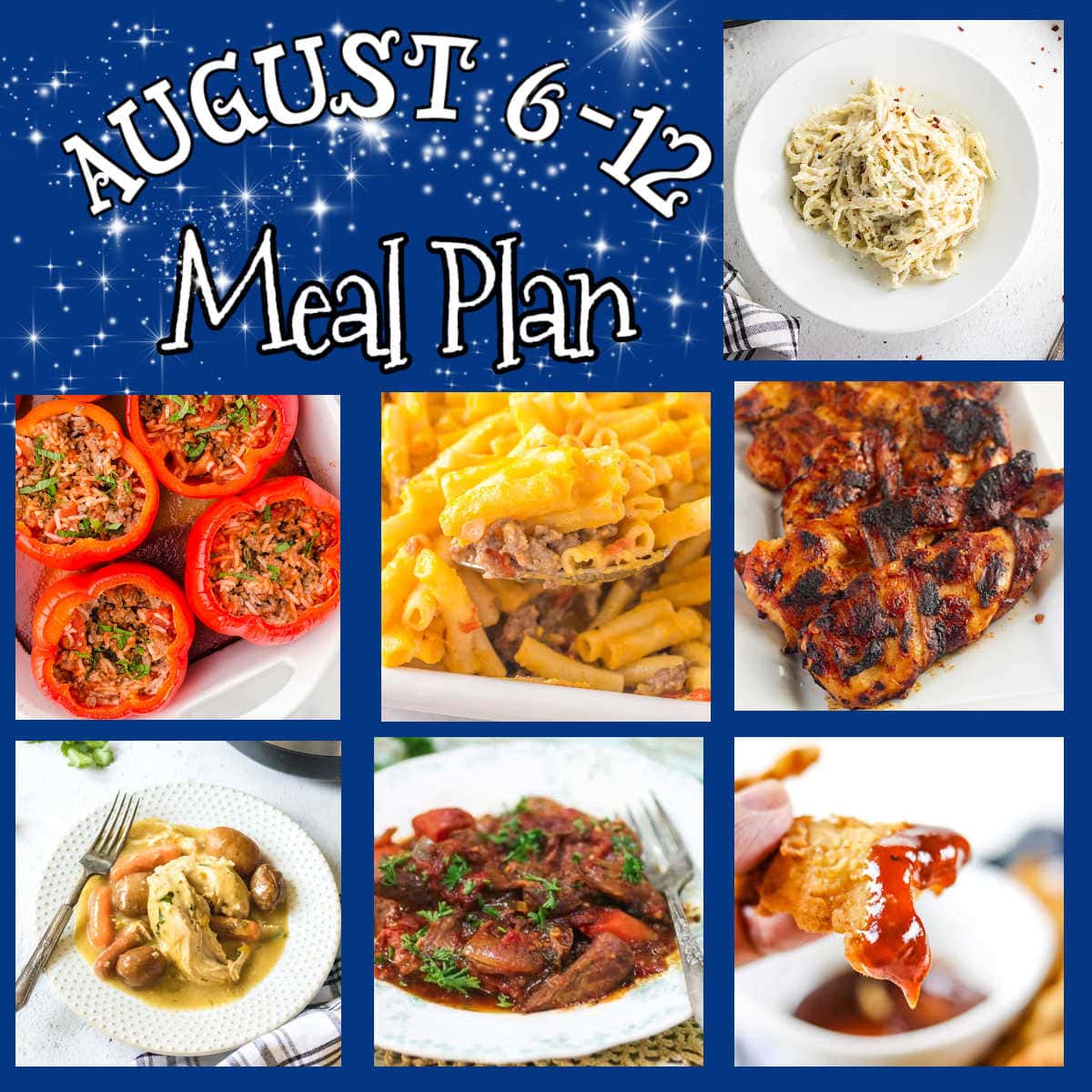 Collage of images from this week's meal plan.