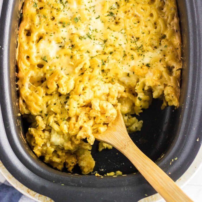 Macaroni and cheese in the crockpot.