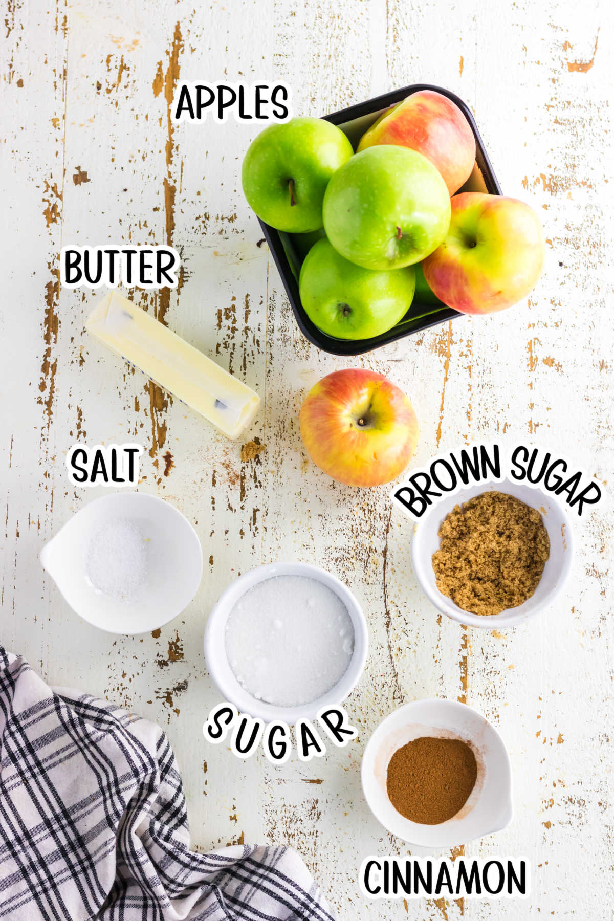 Ingredients for fried apples.