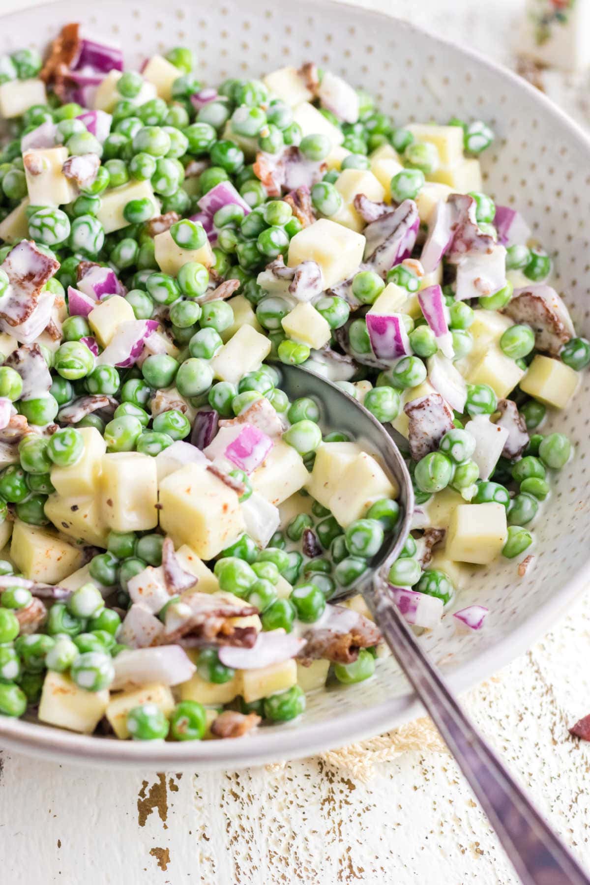 Closeup image of the salad showing all the components.