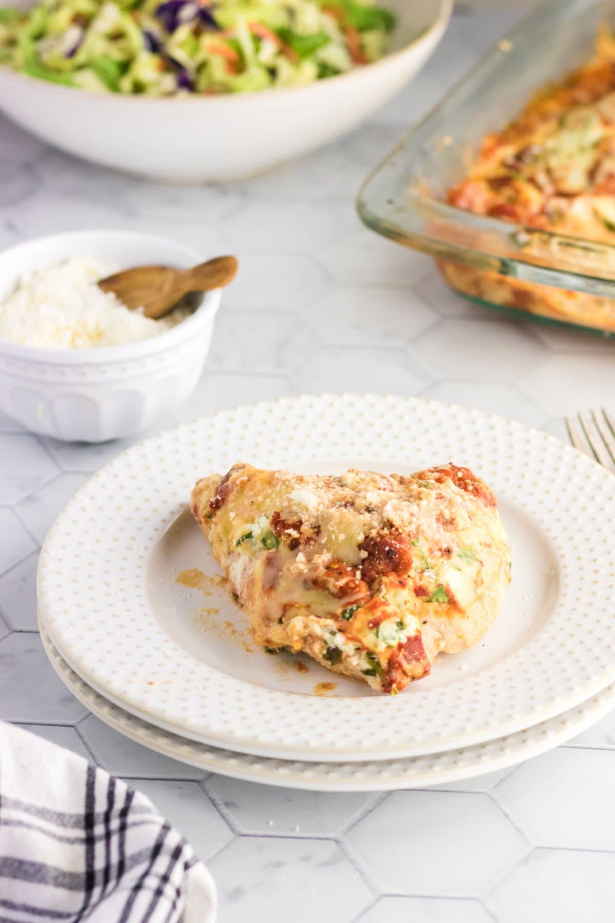 Ricotta chicken on a plate.