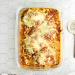 Ricotta chicken topped with melted cheese.