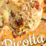 Ricotta chicken with text overlay for Pinterest.