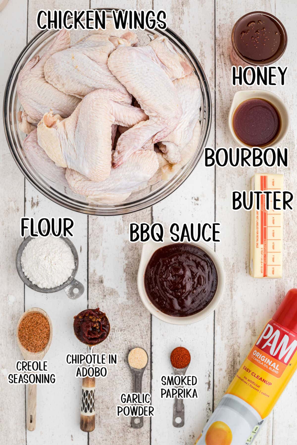 Ingredients for oven baked chicken wings.