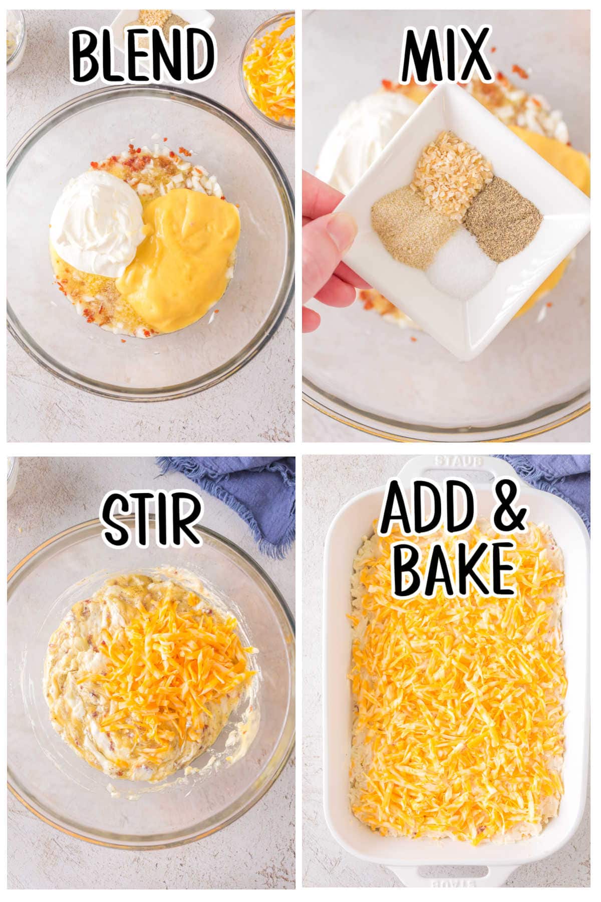 Step by step images showing how to make this casserole.