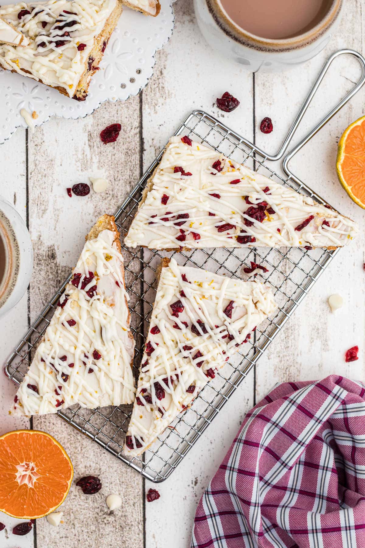 Overhead view of cranberry bliss bars