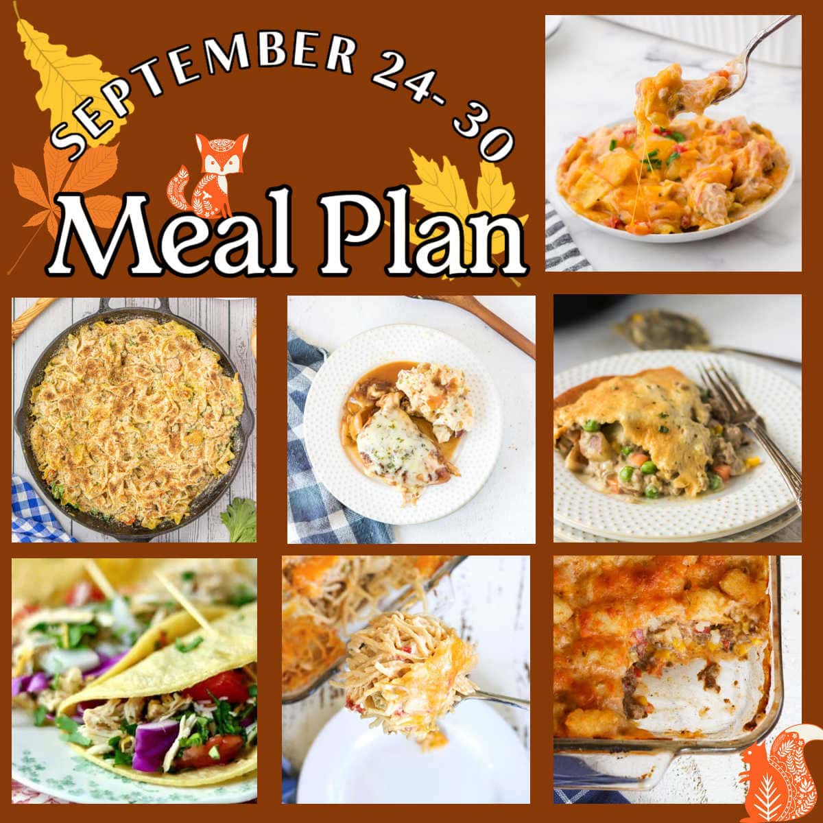 Collage of images from this week's meal plan.