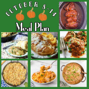 Collage of images from the meal plan for October 8-14.