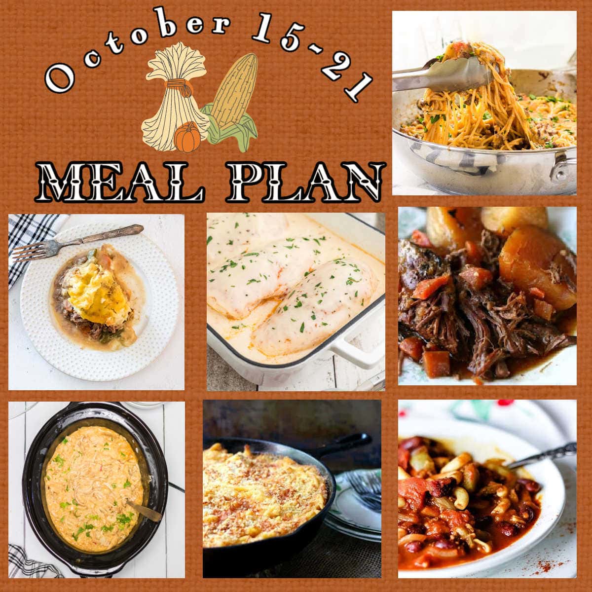 Collage of images from this week's meal plan.