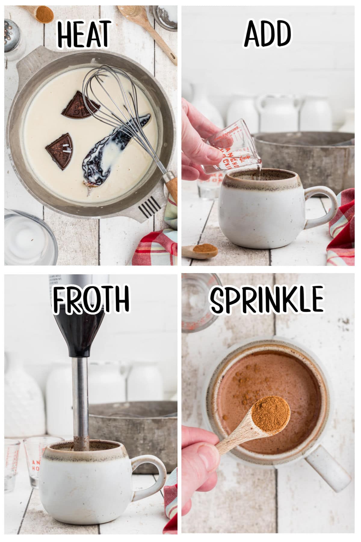 Step by step images showing hot to make this drink.