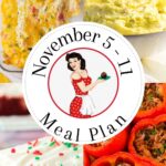 Collage of images from the November 5-11 meal plan with text overlay for Pinterest.