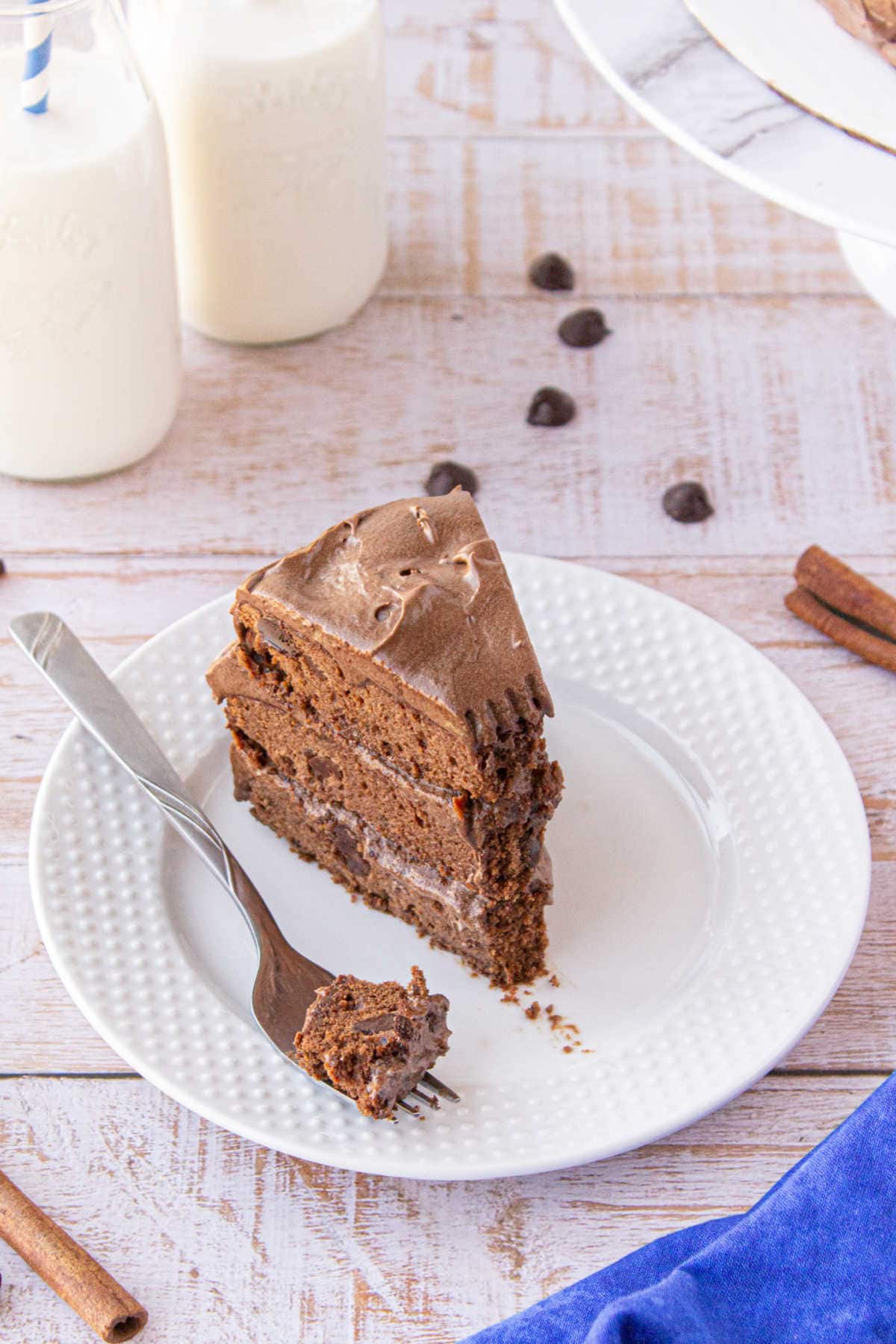 Cake on a white plate.