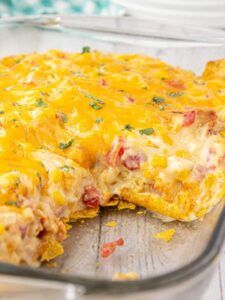 Close up image of chicken dorito casserole.
