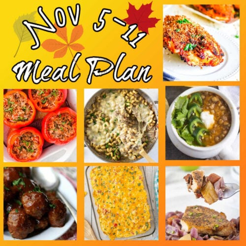 Collage of images from the November 5-11 meal plan.