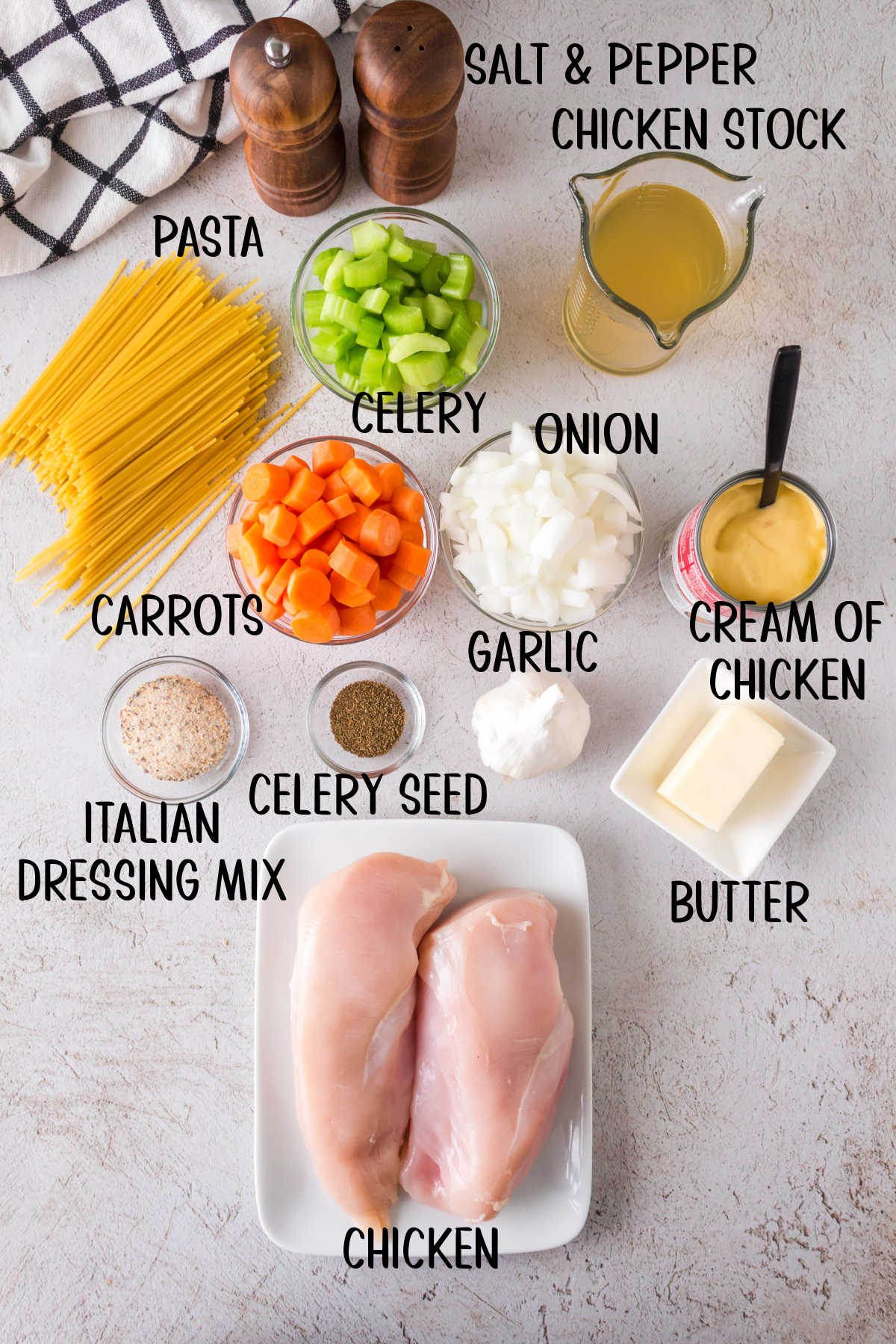 Labeled ingredients for this recipe.