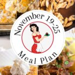 Collage of images from the November 19-25 meal plan with text overlay for Pinterest.