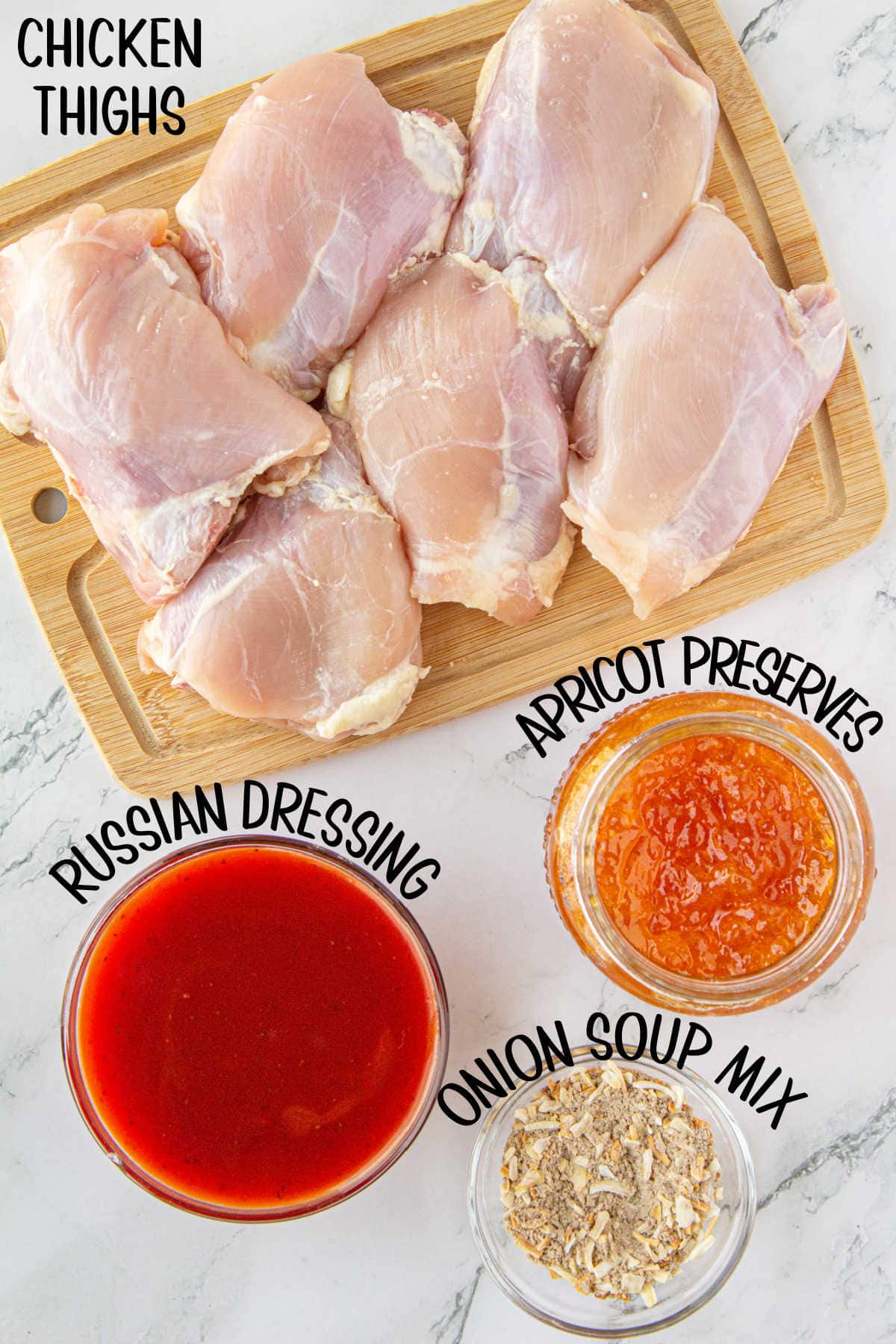 Ingredients for apricot chicken.