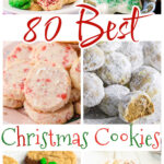 A collage of holiday cookies with text overlay for Pinterest.