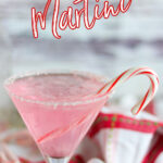 A pink cocktail in a martini glass with text overlay for Pinterest.