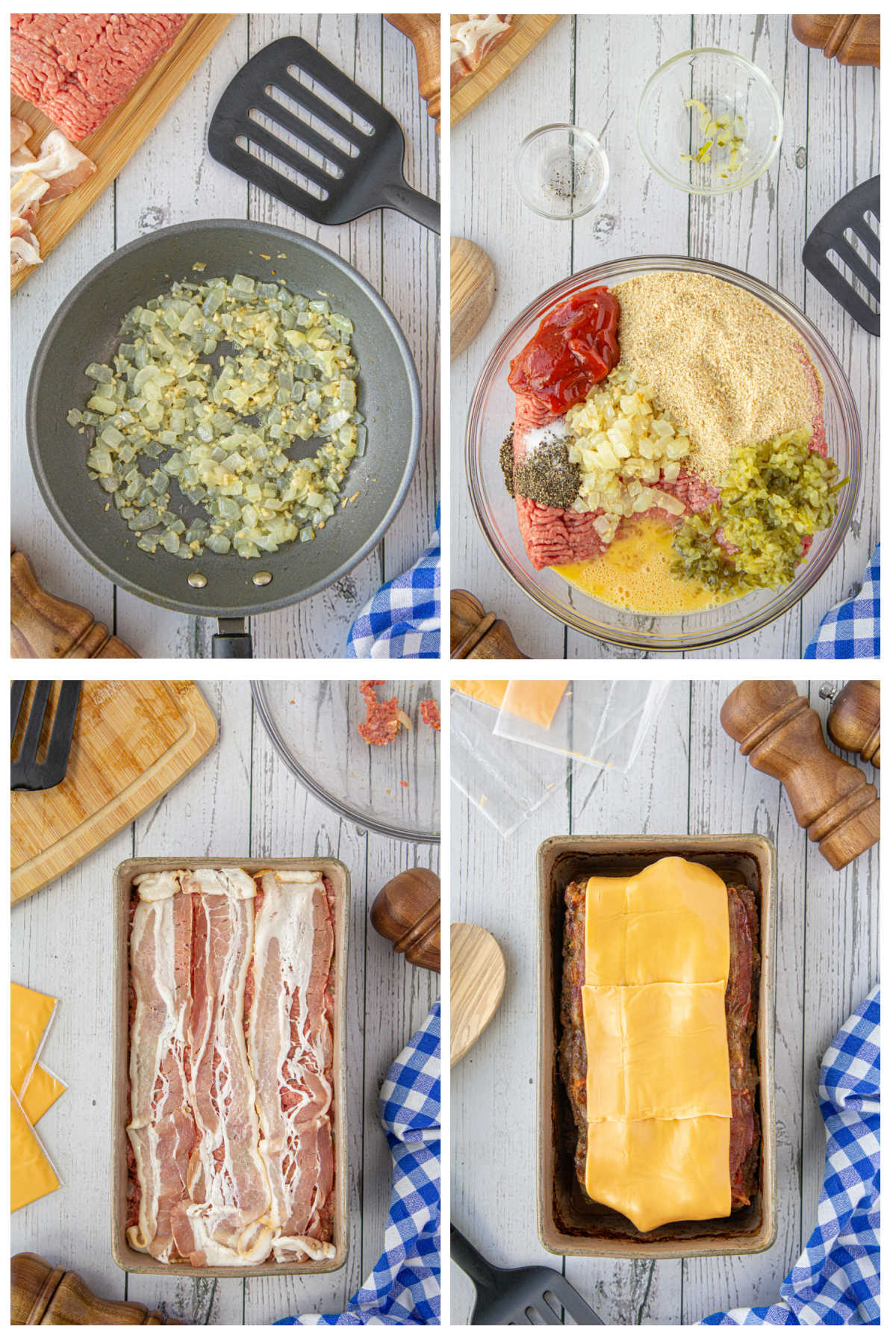 Collage of images showing how to make this recipe step by step.