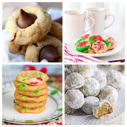 A collage of different Christmas cookies from this post.