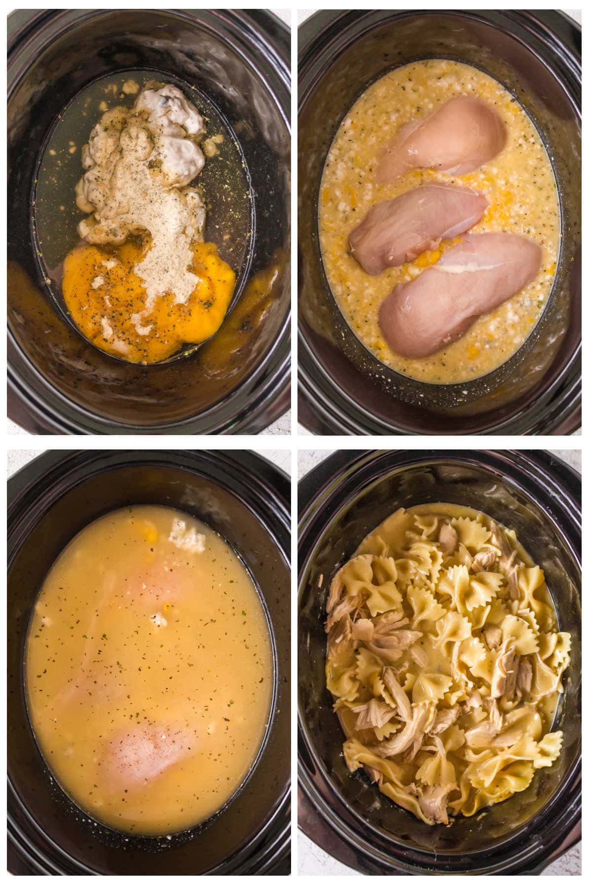 Step by step images showing how to make this slow cooker chicken recipe.