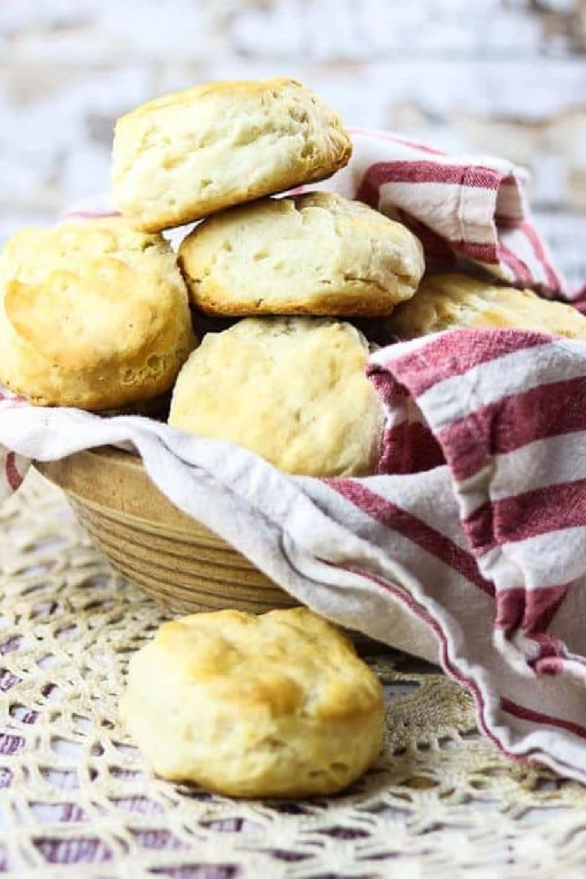 A basket of fluffy biscuits.