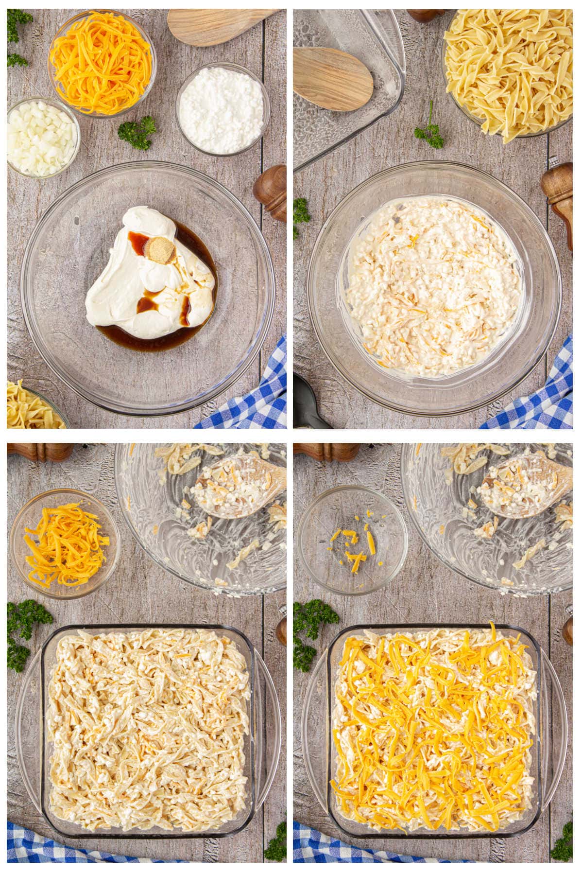 Collage of step by step images showing how to make this recipe.