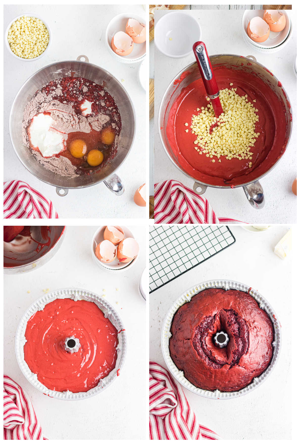 Step by step images showing how to make this cake.