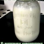 A jar of buttermilk with images of baked goods underneath it and a title text overlay for pinterest.