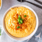 Close up of the grits showing the creamy texture.