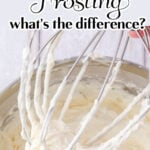 White frosting on a mixer blade with text overlay for Pinterest.
