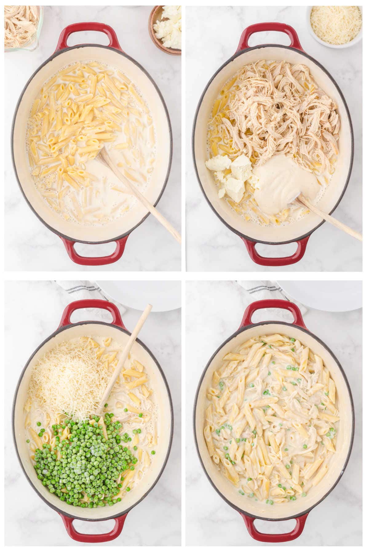 Step by step images showing how to make this pasta.