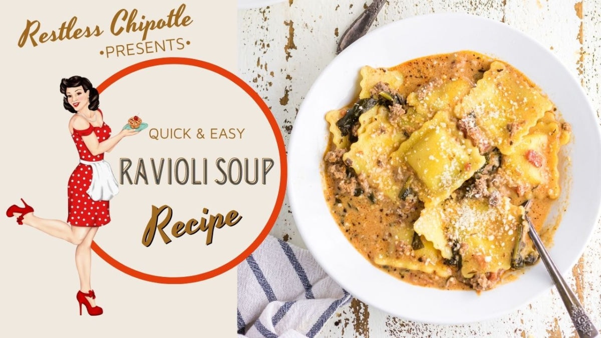 Cover for the ravioli soup video click to watch the YouTube video.
