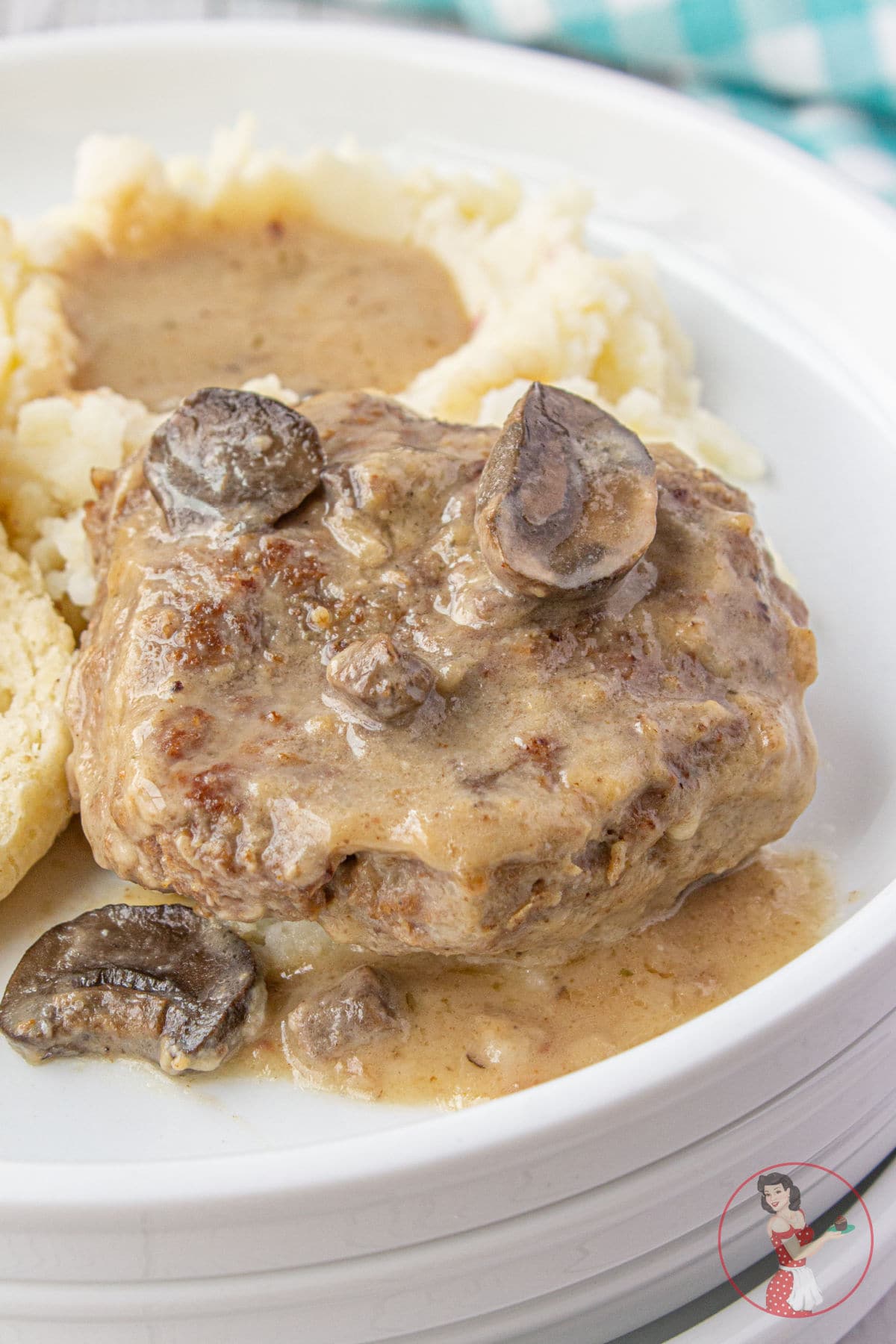 A plate with salisbury steak.