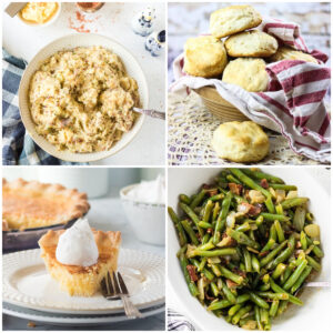 Collage of side dishes for chicken fried steak.