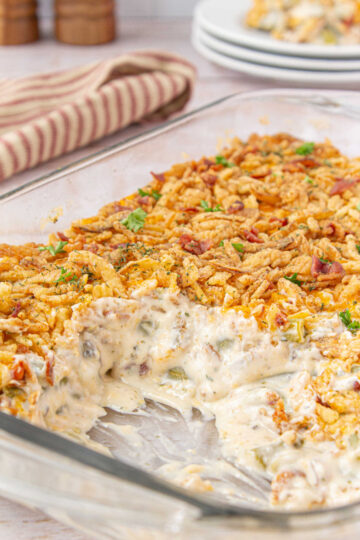 Loaded Green Bean Casserole (with Cheese & Bacon) - Restless Chipotle