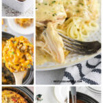 A collage of images from this potluck round up with a title text overlay for Pinterest.